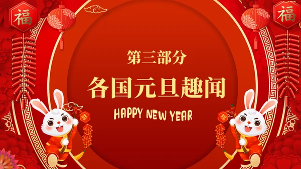 庆元旦迎新年福兔贺岁春节活动通用PPT模板