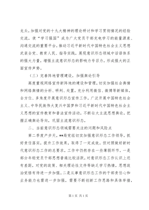 关于XX年第二季度意识形态领域情况分析研判工作报告.docx