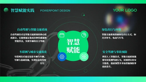蓝绿色科技风智慧赋能人工智能年终总结PPT模板