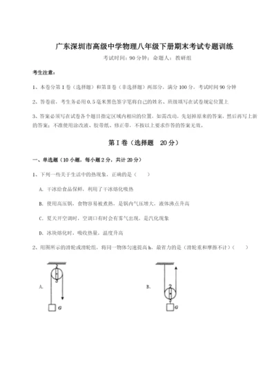 专题对点练习广东深圳市高级中学物理八年级下册期末考试专题训练试题（含答案解析版）.docx