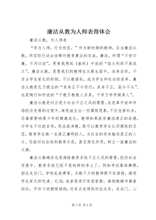 廉洁从教为人师表得体会_4.docx