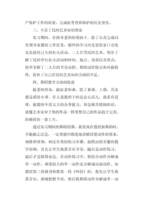 20XX年舞蹈老师的个人实习总结