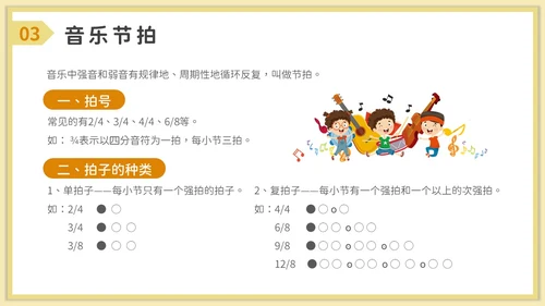 卡通风音乐课堂的节奏训练PPT模板