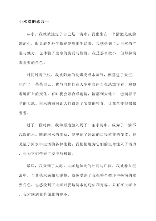 小水滴的感言