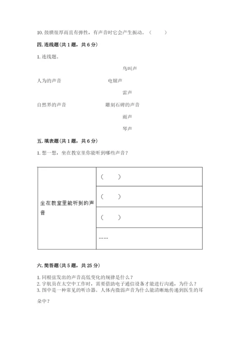 教科版科学四年级上册第一单元声音测试卷（精品）.docx