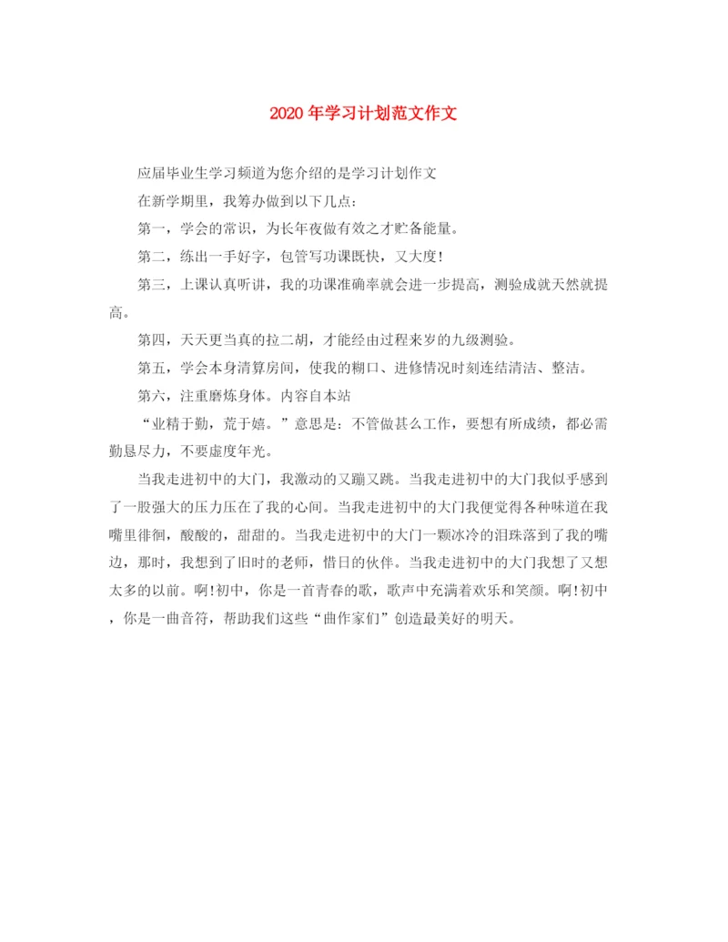 精编之年学习计划范文作文.docx