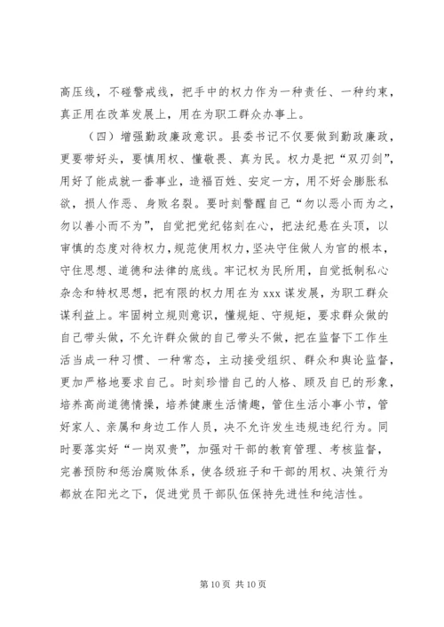 县委书记XX年度民主生活会发言材料.docx