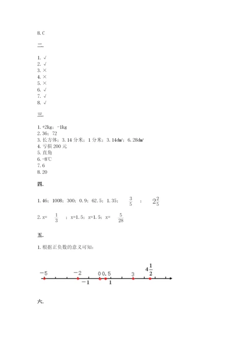 人教版数学六年级下册试题期末模拟检测卷及完整答案（名校卷）.docx