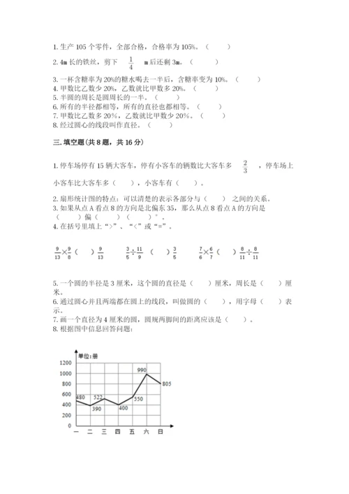 人教版六年级上册数学期末测试卷含答案（a卷）.docx