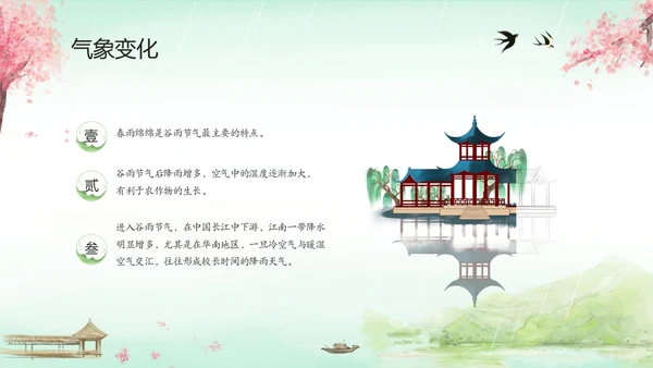 绿色清新水墨中国风传统节气谷雨节气介绍主题班会PPT