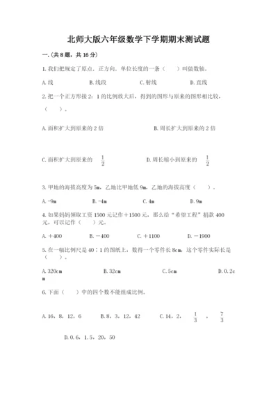 北师大版六年级数学下学期期末测试题精品【模拟题】.docx