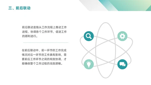 绿色渐变简约商务三级联动工作机制政府机关组织管理PPT模板沟通
