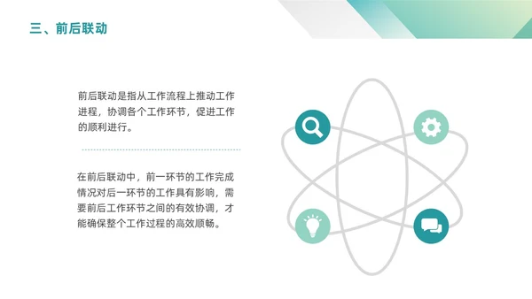 绿色渐变简约商务三级联动工作机制政府机关组织管理PPT模板沟通