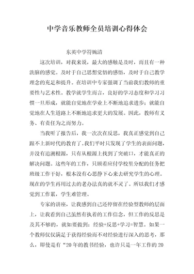 中学音乐教师全员培训心得体会