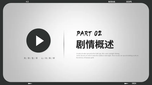 黑白简约风电影介绍电影观后感电影推荐电影分享ppt模板