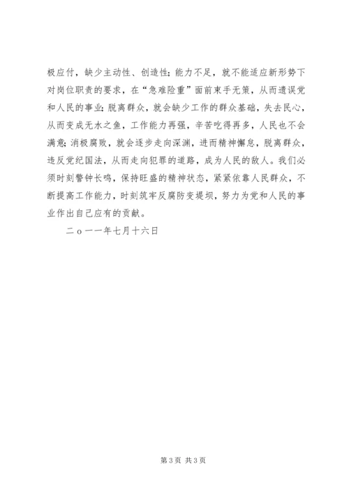坚持警钟长鸣严防四大危险(学习七一体会).docx