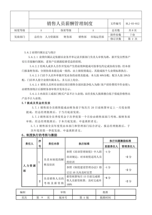 销售部薪酬与绩效管理制度