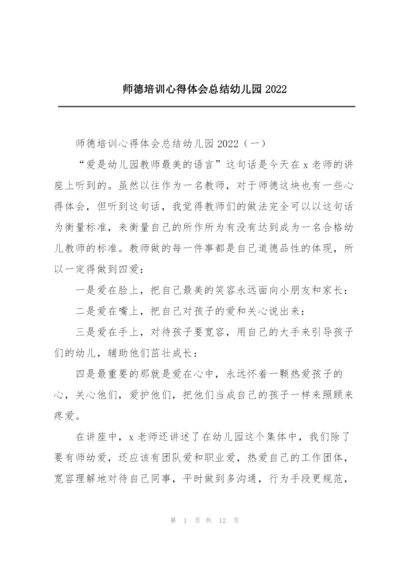 师德培训心得体会总结幼儿园2022.docx