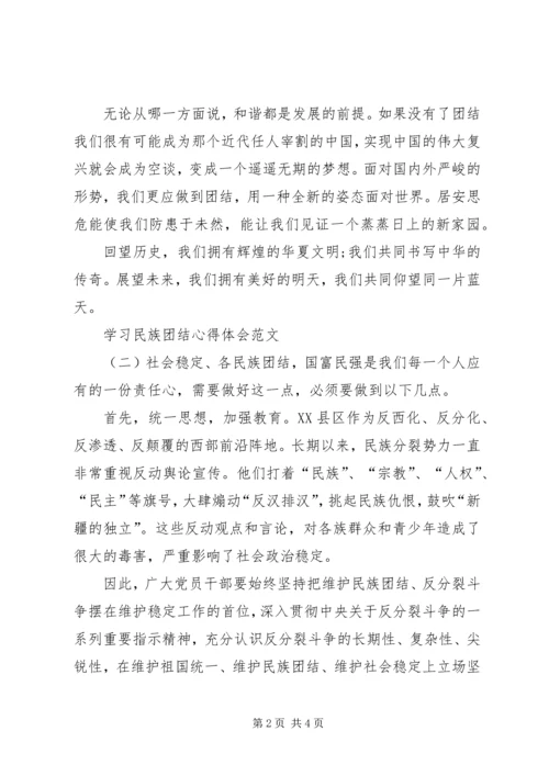 学习民族团结心得体会的范文.docx