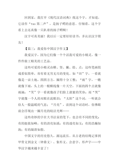 我爱你中国汉字作文.docx