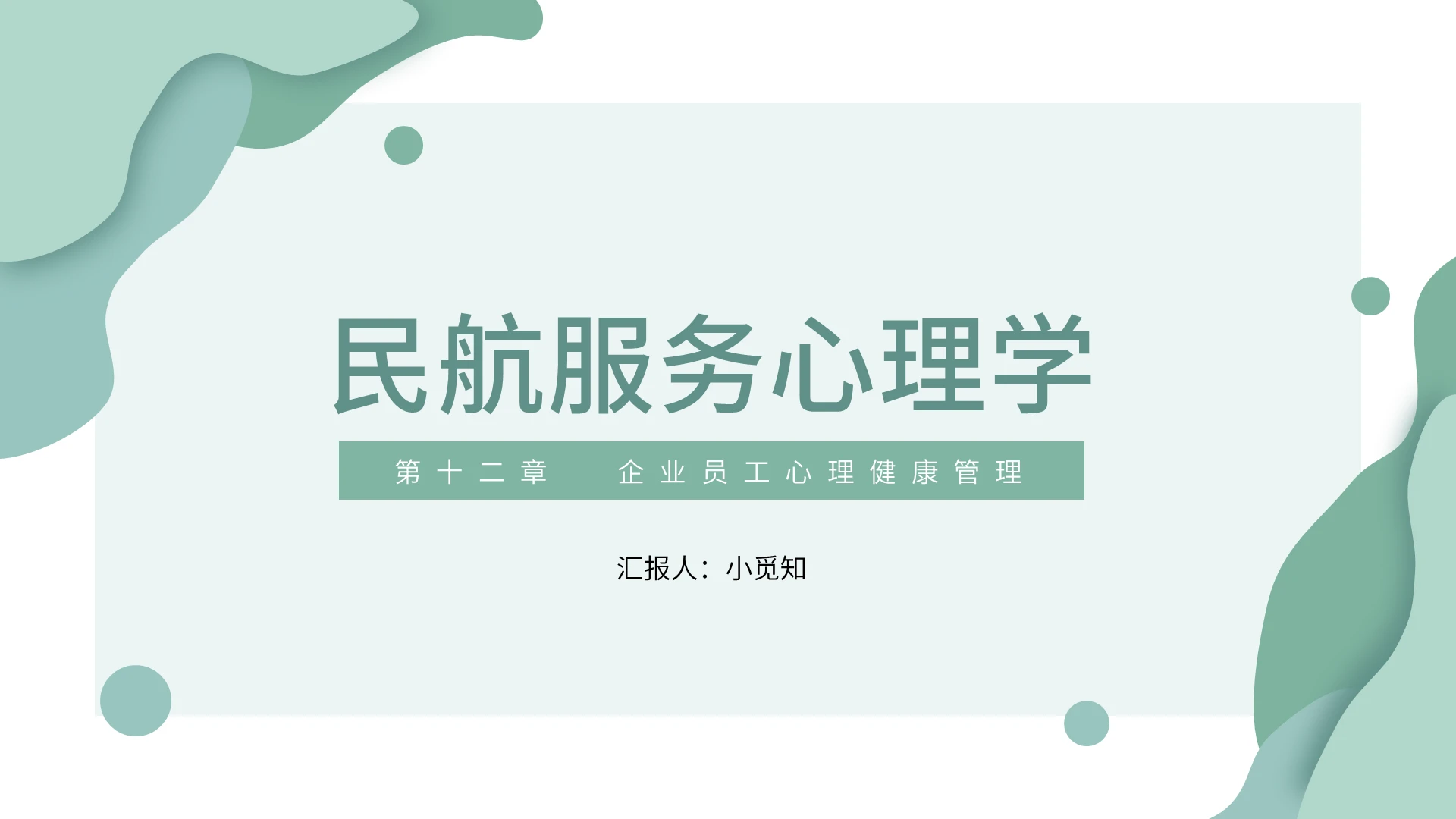 绿色小清新风民航民航服务心理学PPT模板