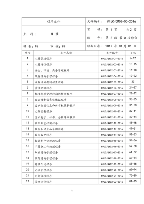 2016XX建设工程质量检测有限公司程序文件.docx