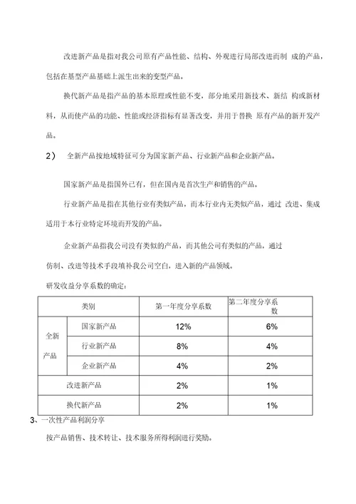 企业技术中心研发激励制度