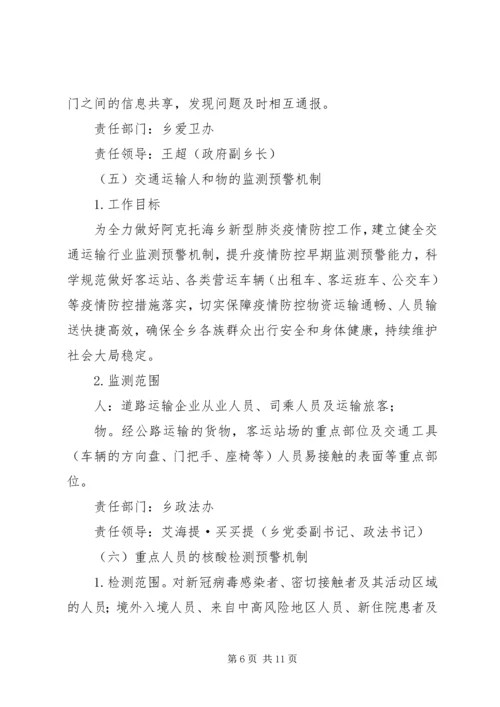 阿克托海乡建立新冠肺炎疫情常态化防控八项监测预警机制实施方案.docx