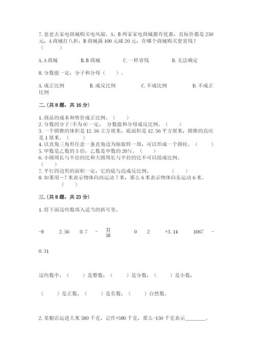 苏教版数学六年级下册试题期末模拟检测卷（考点精练）.docx