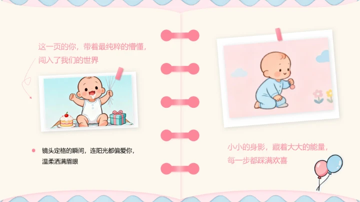 粉色卡通生日纪念相册PPT模板