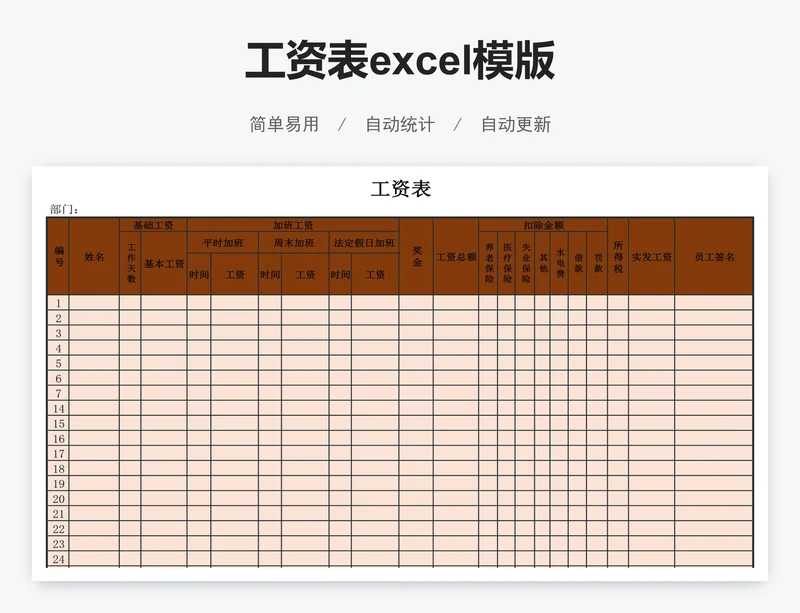 工资表excel模版