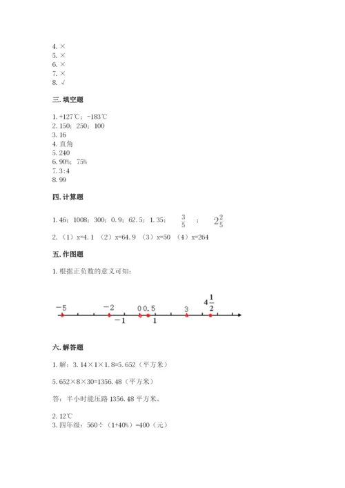 人教版六年级下册数学期末测试卷加答案.docx