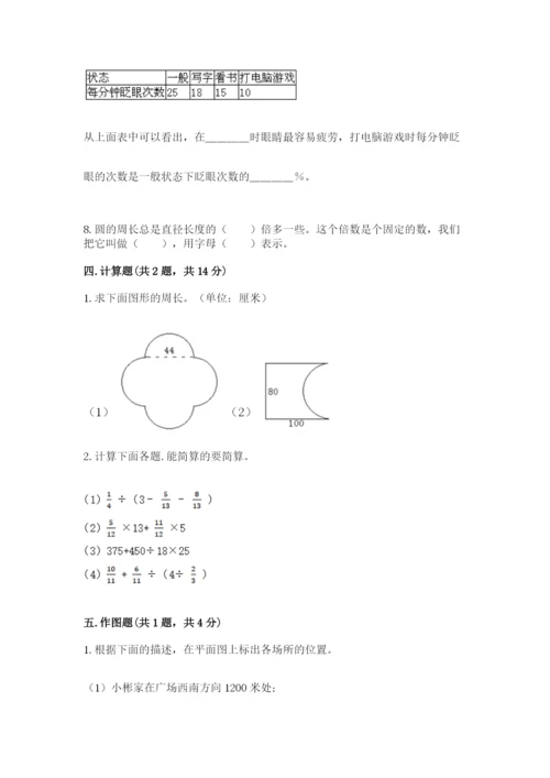 小学数学六年级上册期末模拟卷及参考答案（综合题）.docx