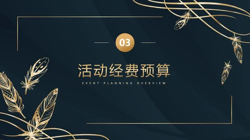 深蓝金奢华金叶子PPT模板