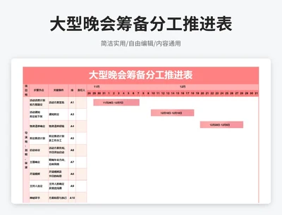 简约风大型晚会筹备分工推进表