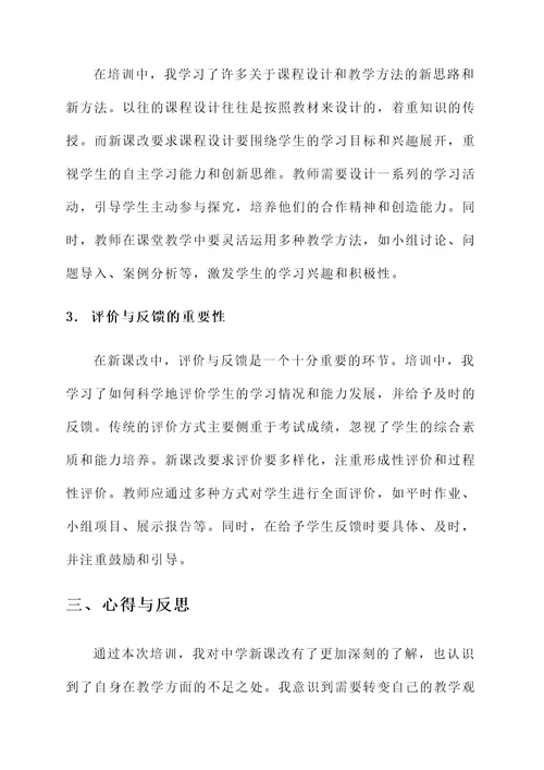 中学新课改培训总结心得