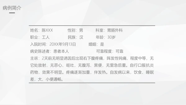 阑尾炎手术术后护理查房通用PPT模板