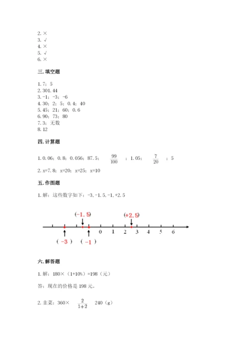 人教版六年级下册数学期末测试卷a4版打印.docx