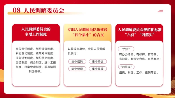 红色简约党政风人民调解培训模板