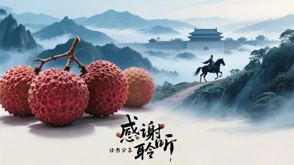 蓝色国风《长安的荔枝》读书分享PPT模板