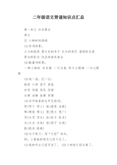 二年级语文背诵知识点汇总.docx