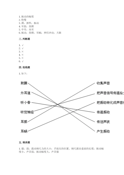 教科版四年级上册科学第一单元《声音》测试卷含完整答案【网校专用】.docx