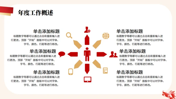 红色金色简约大气年终工作总结通用PPT模板