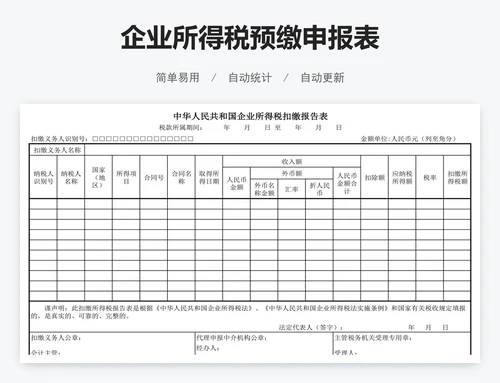 企业所得税预缴申报表