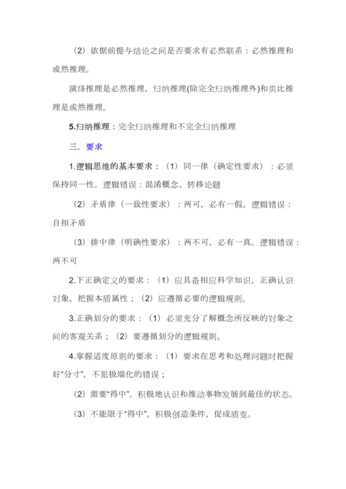 高考政治选必3《逻辑与思维》主要知识分类与核心知识梳理.docx