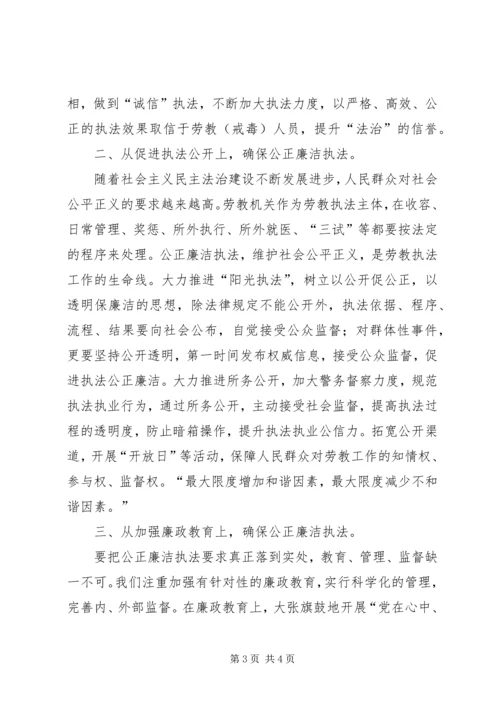 以公正廉洁执法为抓手全面推进三项重点工作落实.docx