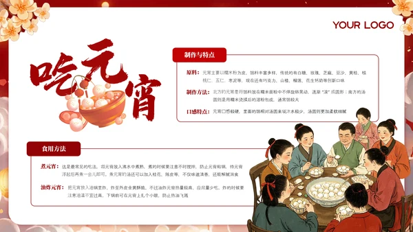 红色元宵节传统习俗文化介绍PPT模板