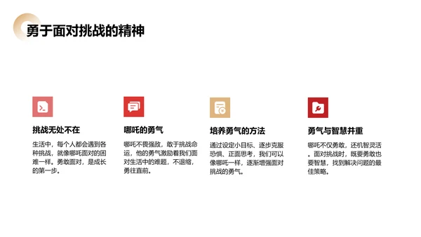 红色插画风开学第一课之哪吒电影精神解析