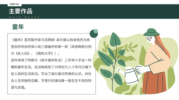 俄国斯元素风格高尔基个人生平介绍PPT模板