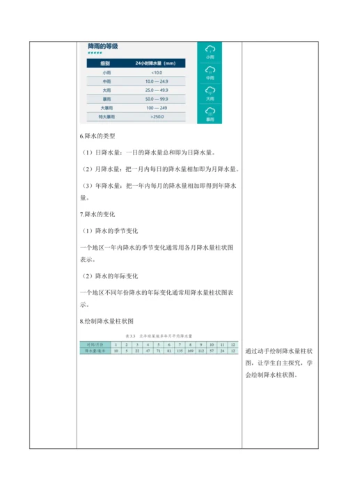 4.3降水的变化与分布（教学设计）-七年级地理上册（人教版2024）